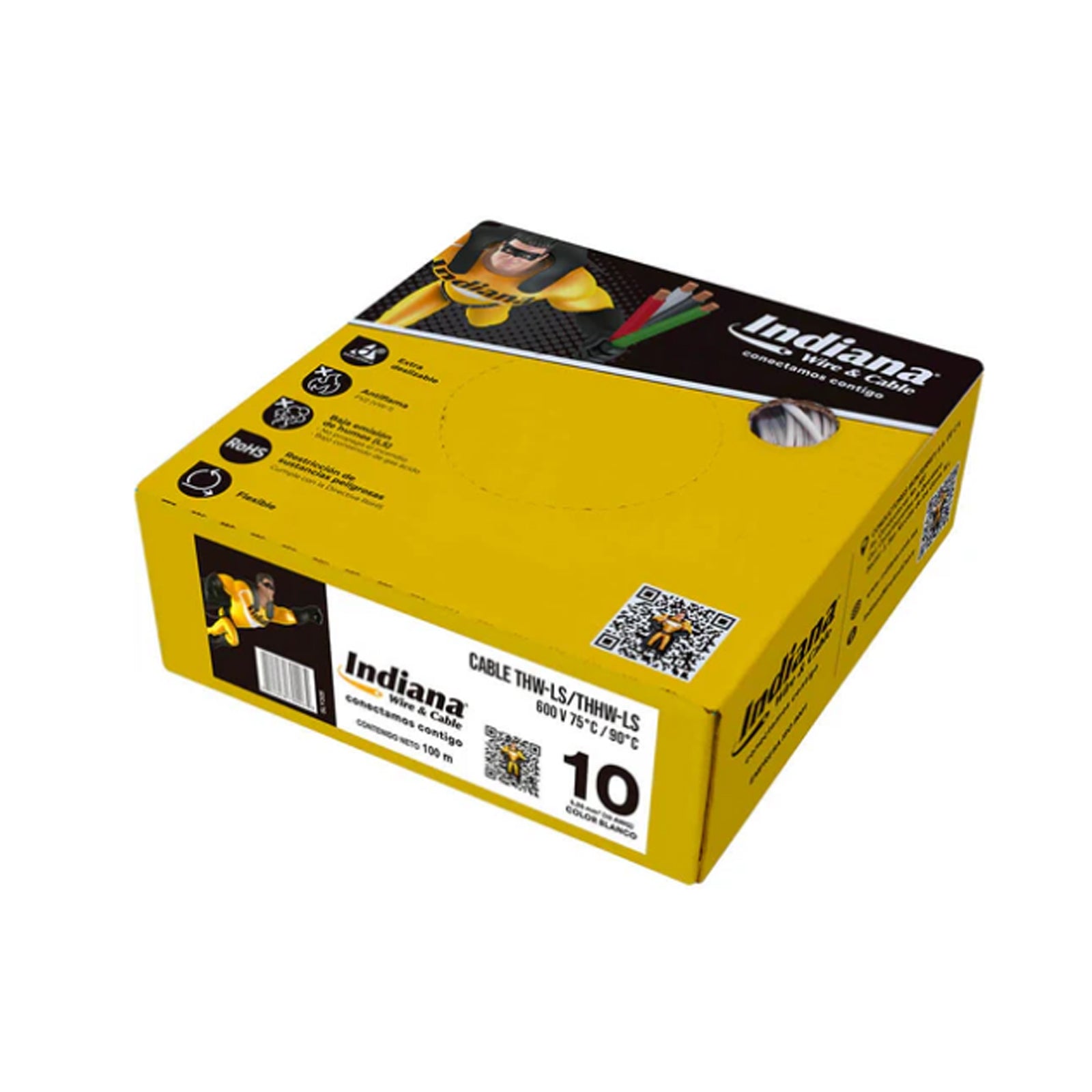 Caja de Cable Calibre 10 THW 600V 100m Blanco - Indiana